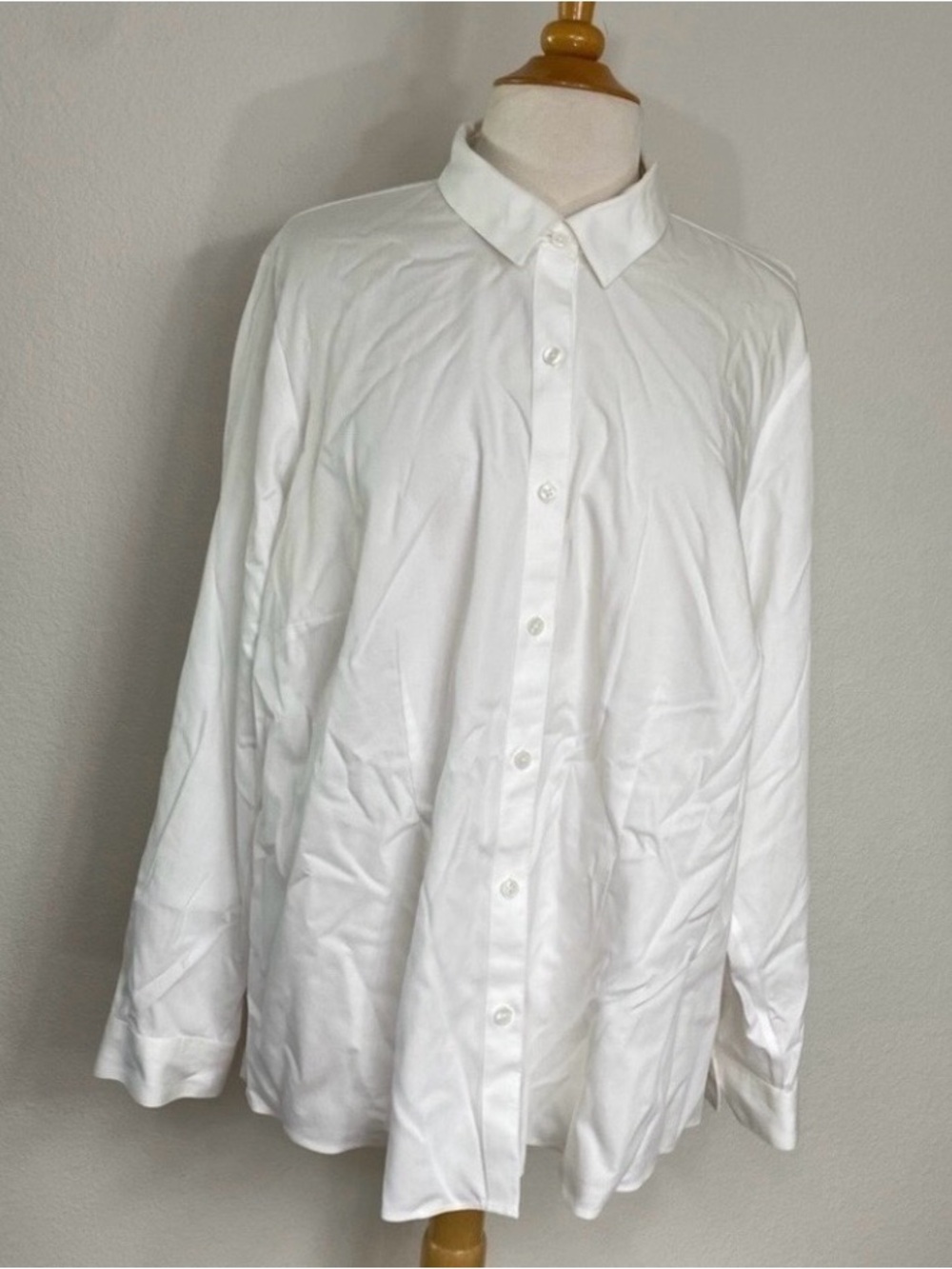 Coldwater Creek Womens White No Iron Collared Button Blouse Shirt Size 2X Preppy